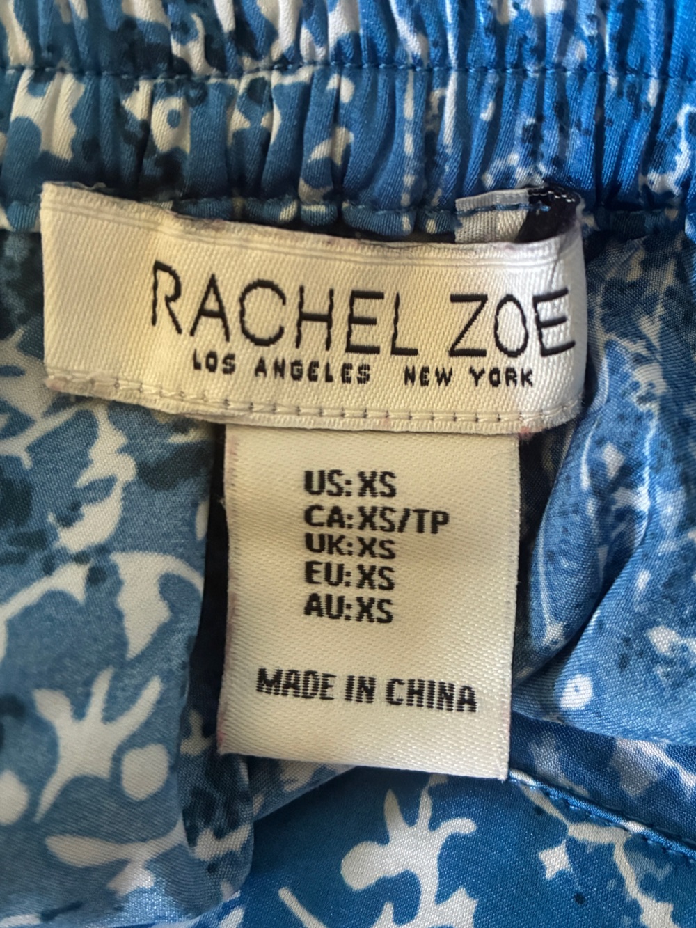Rachel Zoe Blue and White Tile Printed Elastic Waist Skirt - XS - Picture 5 of 6